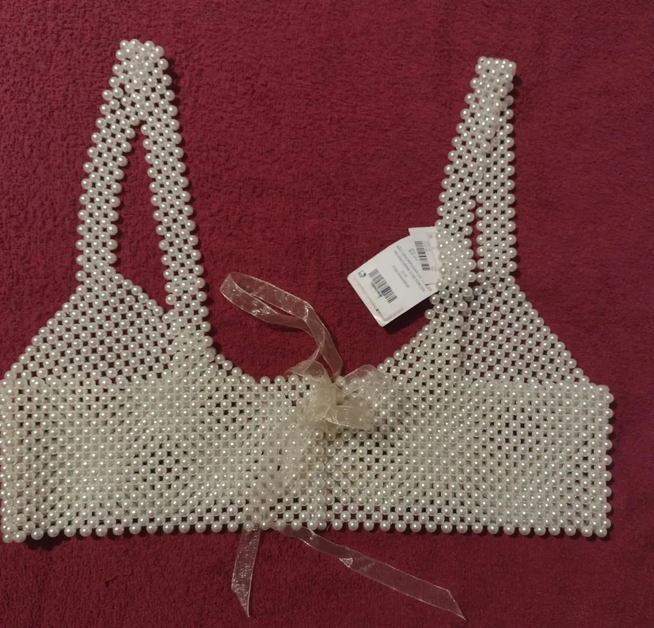 Croped top feito com pérolas , novo, um luxo  - Foto 5