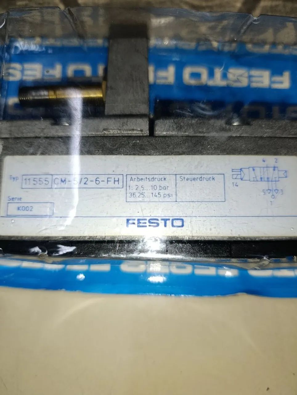 FESTO CM-5/2-6-FHS VÁLVULA<br>SOLENÓIDE AR 19738 H702 1:-0,9-<br>10bar 12.14:2.5-10barNOVO - Foto 3