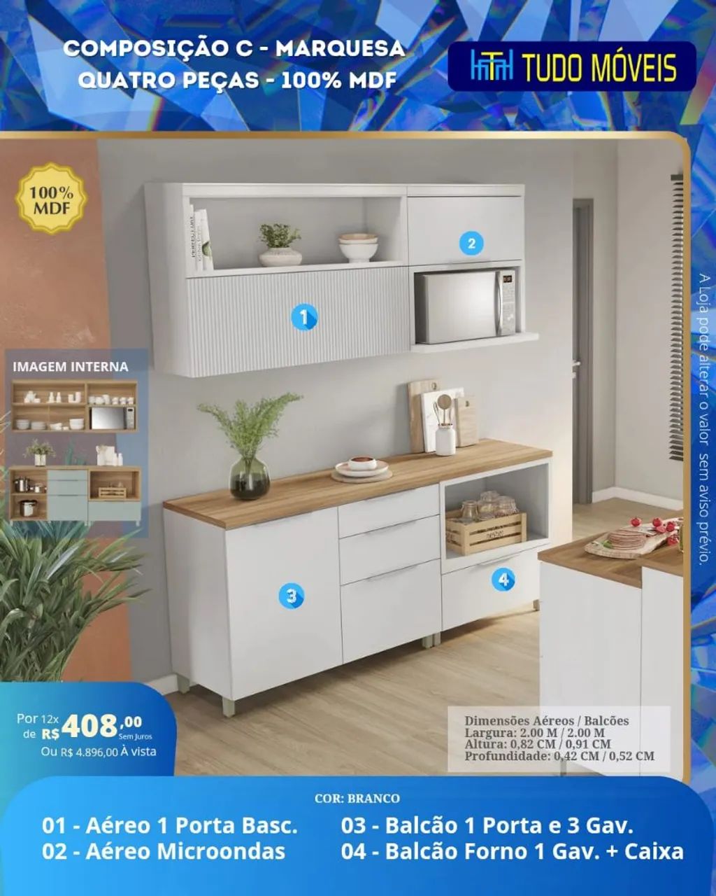 ok Cozinha Modulada 4 Peças 