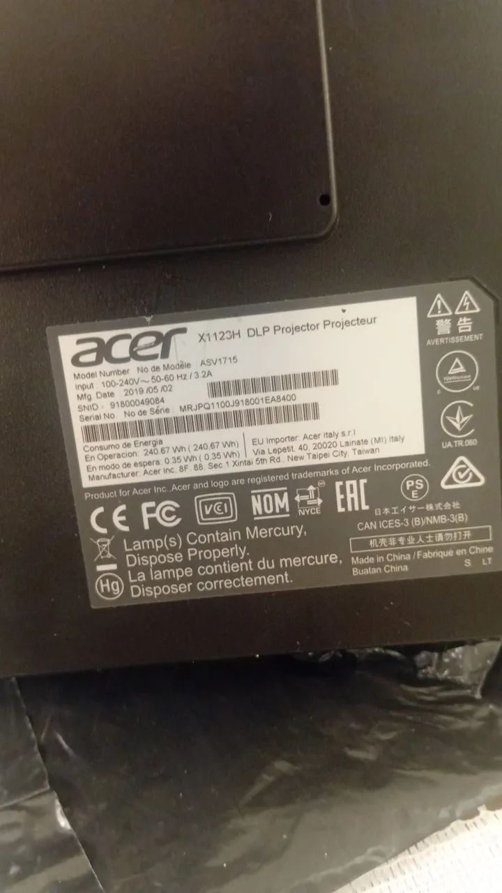 Projetor accer 