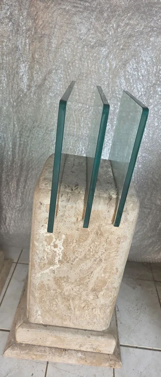 Mesa vidro 6 lugares pé de granito  - Foto 3