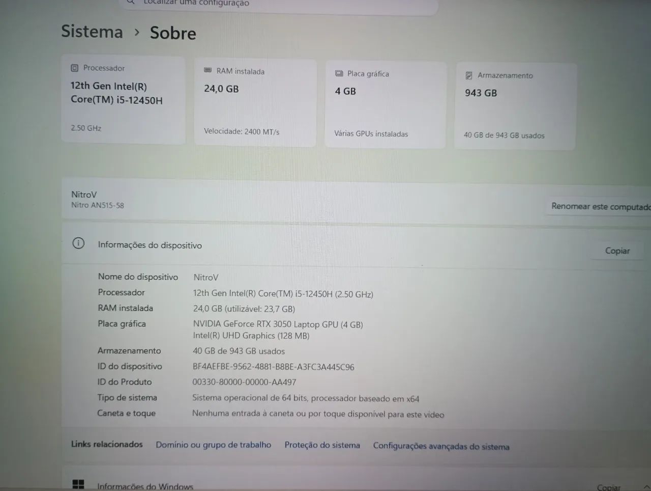Notebook Gamer | NITRO V 24GB RAM - RTX 3050 - Foto 4
