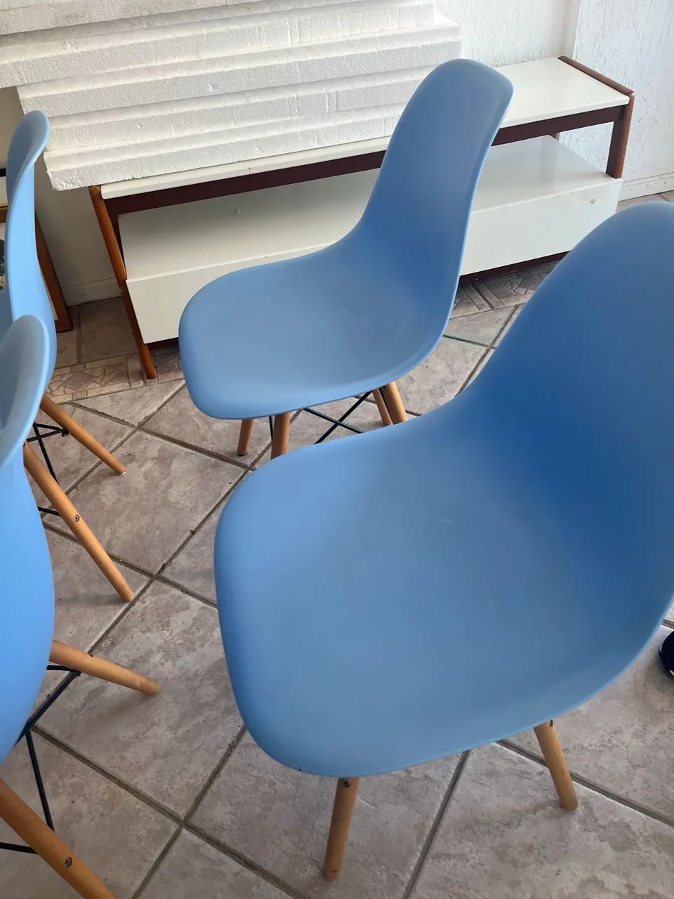 Cadeiras de Jantar - Design Eiffel, Azul - Foto 3