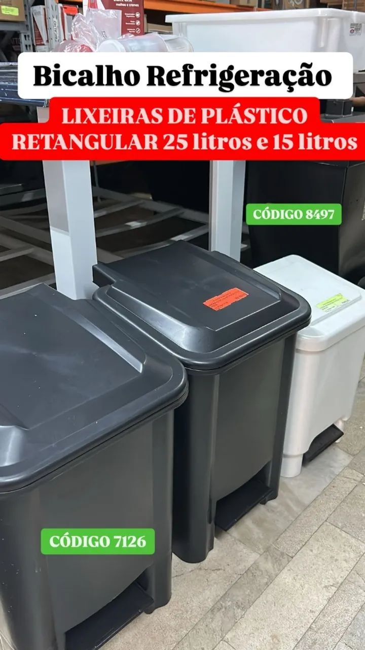 LIXEIRAS DE PLASTICO RETANGULAR 25 LITROS E 15 LITROS