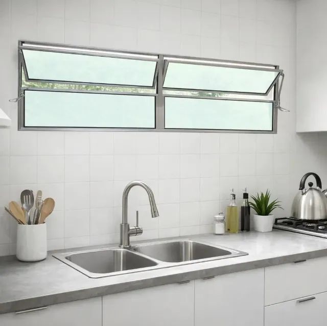 Vitro Basculante 2 Seções 40x150cm Alumínio Brilhante Brecorimo - Foto 5