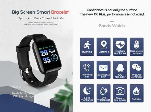 Entrega Grátis Maceió * Relógio Smartwatch Bakeey 116 Plus Batimentos Pressão Passos - Foto 2