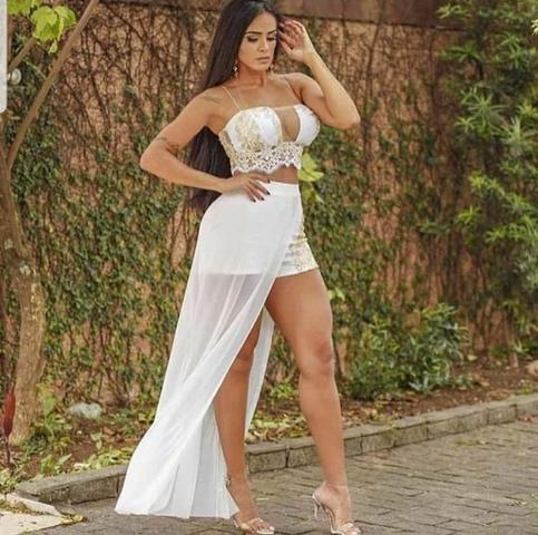 Conjunto para reveillon saia com short e cropped Tam único