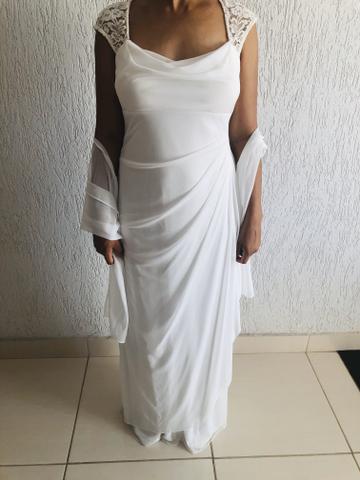 Vendo vestido branco longo. Usado uma vez. Social. - Foto 6