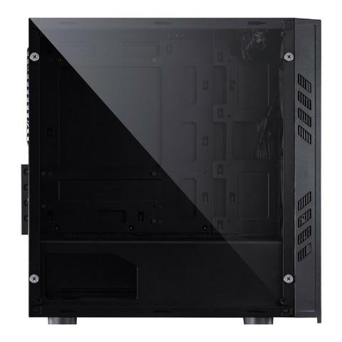 Gabinete Gamer PcYes Saturn Preto Acrílico LED verde ? com 3 fans de Led verde 120mm - Foto 6