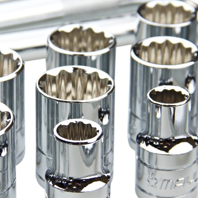 Jogo de Soquetes Estriados 1/2" C/ Maleta Vermelha ou Cinza 23 Peças Mayle - Foto 3