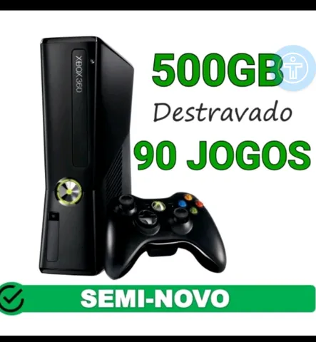 Console Xbox 360 Slim 500GB - Desbloqueio RGH - controle original