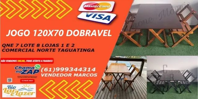 Conjunto Dobrável de Mesa 120x70 com 1 Mesa e 4 Cadeiras em