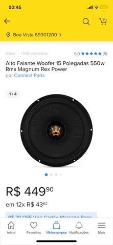 Woofer Magnum 12 Polegadas 550W RMS 4 Ohms - Connect Parts