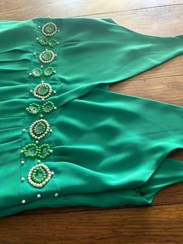 Vestido bordado verde P - Foto 4