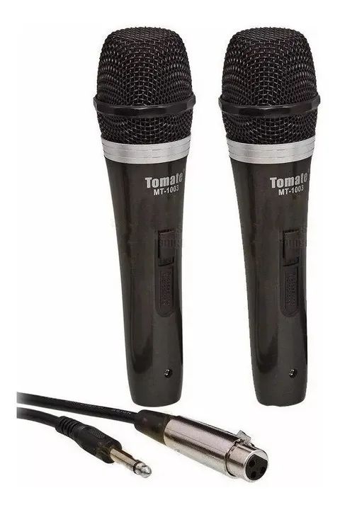 Microfone Com Fio Duplo Profissional Metal Mt-1003 - Tomate Loja Coimbra Computadores  - Foto 4