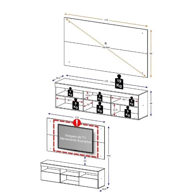 Promoção Rack + Painel 60'' Preto  - RSA5   - Foto 2
