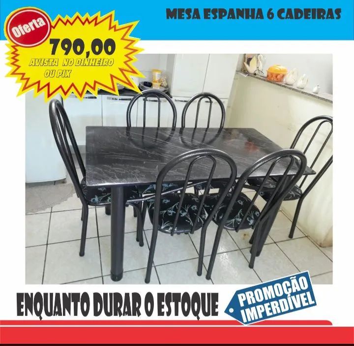 MESA ESPANHA 6 CADEIRAS DIRETO DE FÁBRICA 