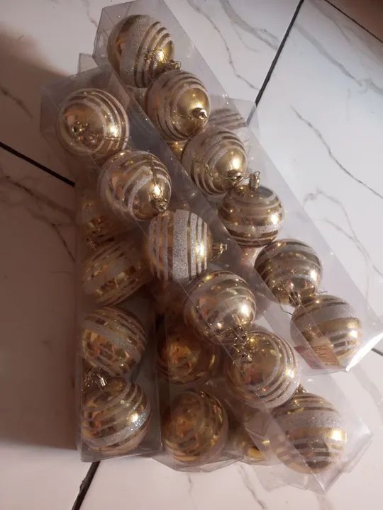 Bolas de Natal Douradas e Brancas -  - Foto 3