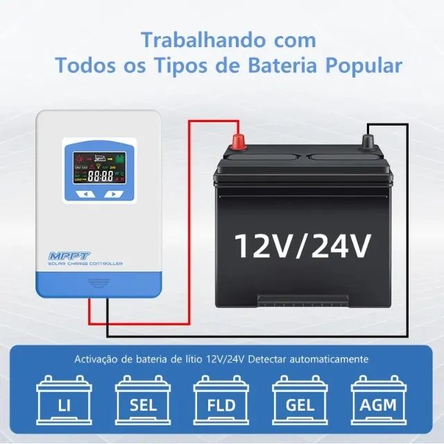 Controlador de Carga e carregador solar MPPT, 20AMP 12V  - Foto 2