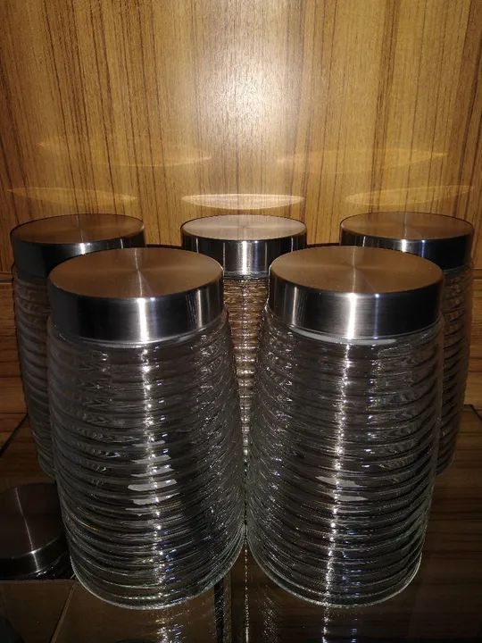 Potes Vidro Tampa Aço Inox/Novo!!! R$ 25,00(1,3L)/35,00(1,7L)<br>(1,7L)(1700ml)R$ 45,00 - Foto 4
