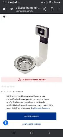Valvula pia 41/2" com ladrão $ 40,00