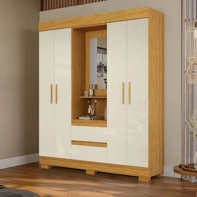 Guarda Roupa Isabely 4 Portas com Espelho e Pés (Novo) - Foto 4