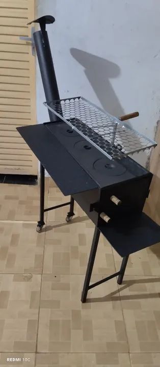 Fogão caipira3 bocas e churrasqueira grelha ajustável 