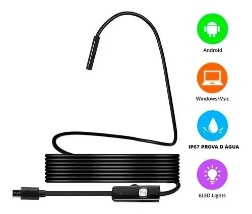 Micro Camera Hd Endoscopica Usb Celular Android Pc Lc-5m - Foto 2
