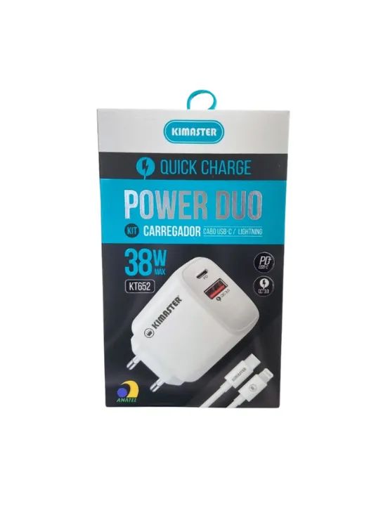 Kit Carregador Turbo Usb e Usb C + Cabo Para IPhone T110CL - Kimaster  cod: 3761 - Foto 2
