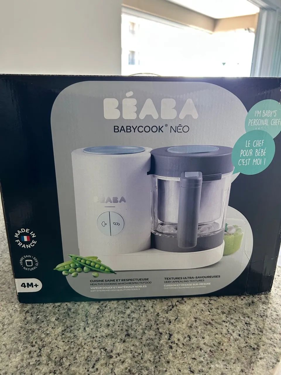 NOVO Béaba Babycook Neo Processador de Alimentos Cozimento a Vapor Cinza/branco