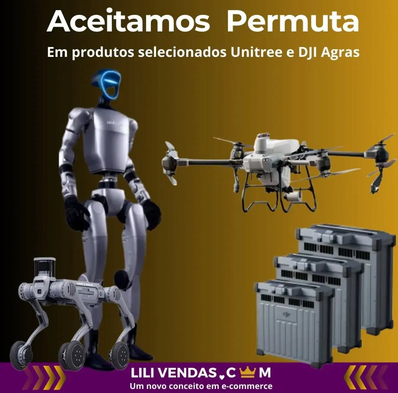 Drone DJI Agras e Robô Humanoide Unitree