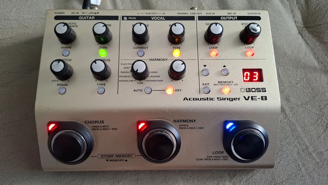 Pedaleira Boss VE-8 Acoustic Singer - Usado! - Microfones e