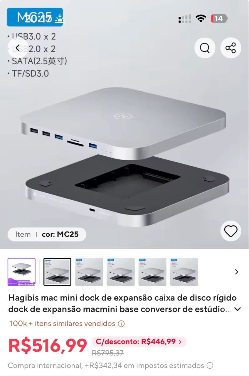 Mac Mini M1 8gb ram + 256gb ssd + dock - Computadores e Desktops