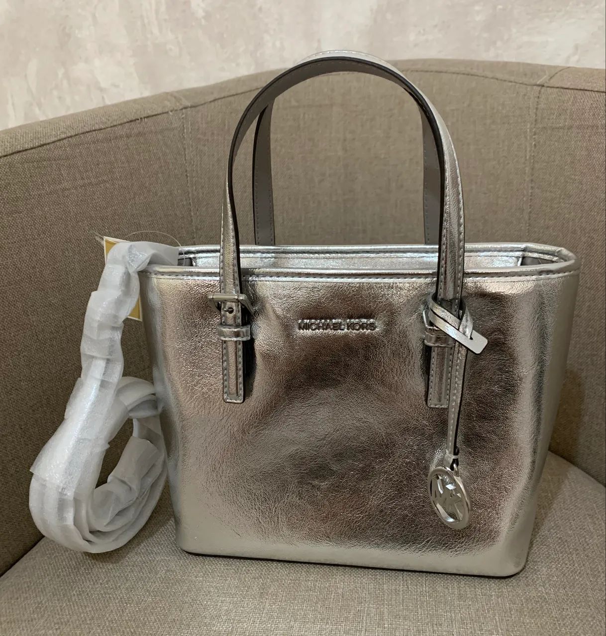 (NOVA!) BOLSA MICHAEL KORS CROSSBODY JET SET PRATA  - Foto 2