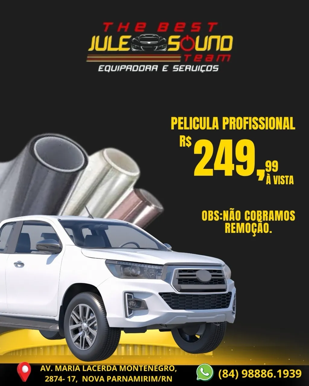 Película para carro - R$ 249,99