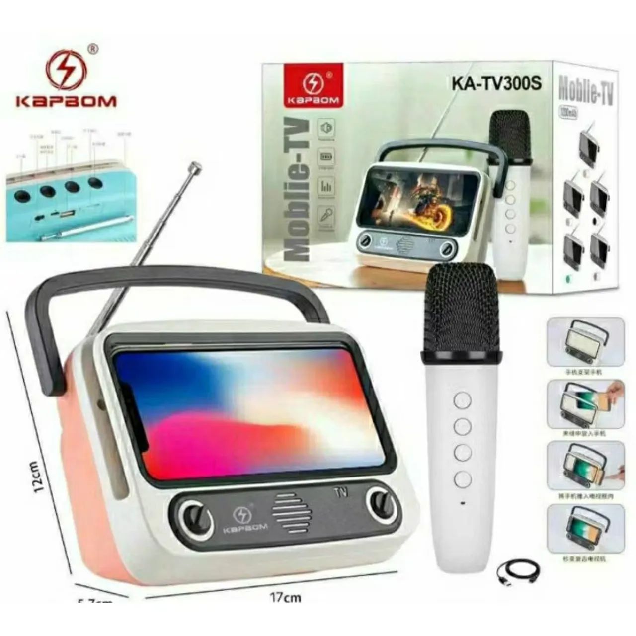  Caixa De Som Bluetooth suporte de Tv mobile Karaoke Com Microfone Radio KA-TV300s