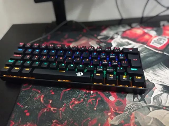 Redragon TECLADO GAMER MECANICO LAKSHMI RAINBOW PRETO SWITCH MARROM ABNT2 - Foto 6