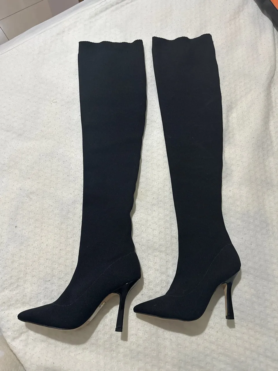 Bota Over The Knee Preta Salto Fino