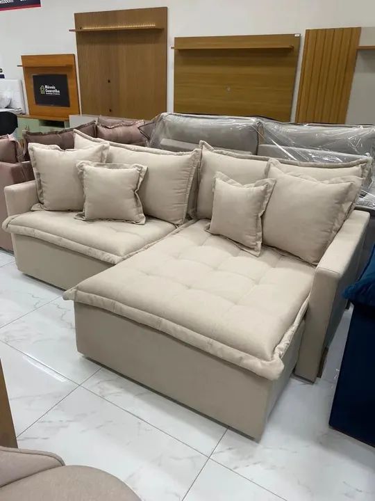 Sofá Cama Retrátil Zoe 2,20 m Linho Cru tt432