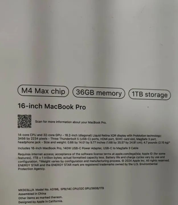 MacBook Pro M4 Max 16.2 2024 36GB/1TB - Foto 2