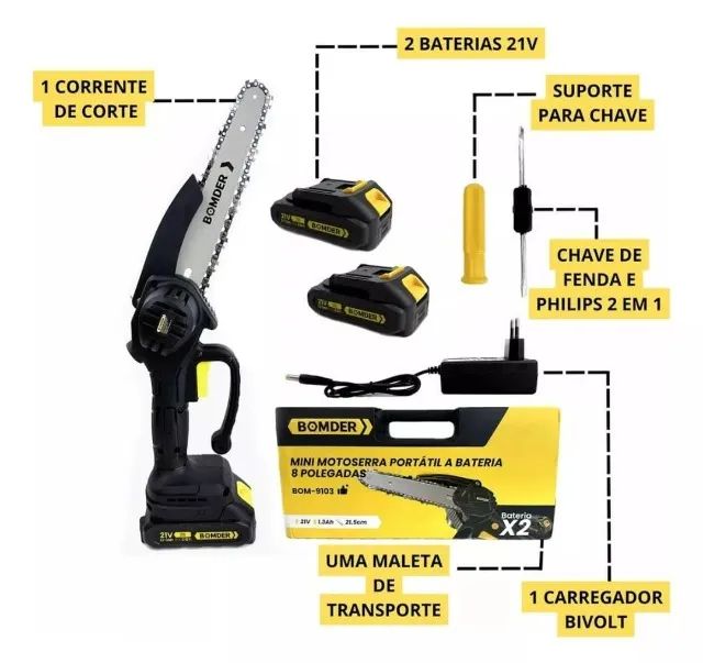 Moto Serra Elétrica Portátil 4 Polegadas Com 1 Bateria Cor Preto 110v/220v - Foto 4