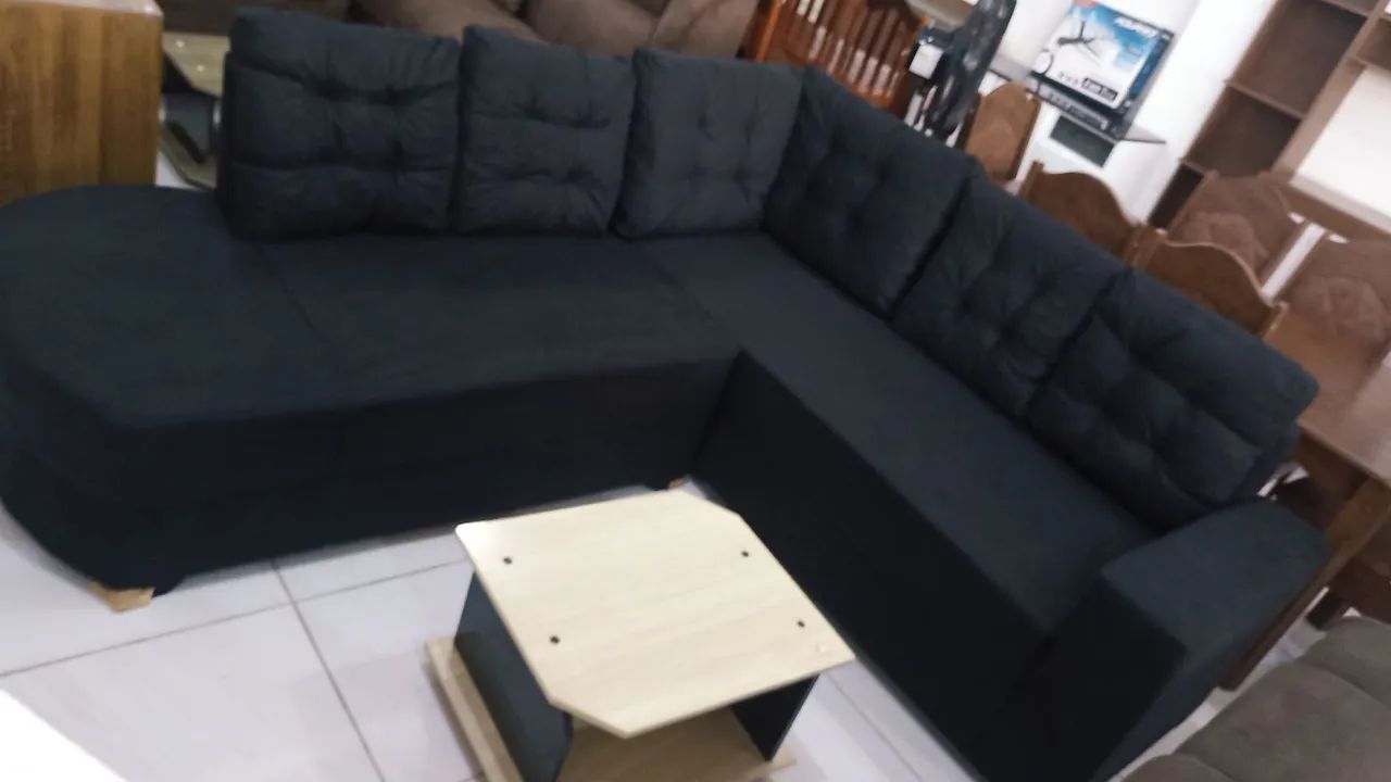 Sofá de Canto Preto Confortável e Moderno - Foto 2