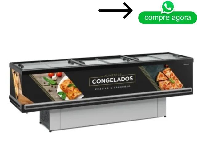 Ilha de Congelados Vidro Reto 2,9 Metros Gelopar Adesivada Dupla Ação 220v