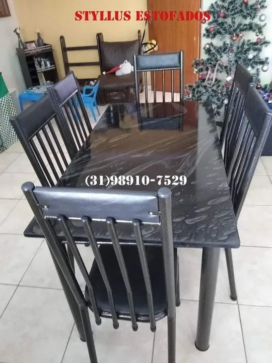 Mesa tubular de 6 cadeiras nova  - Foto 3