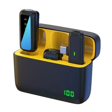 Microfone Lavalier Sem Fio tipo Usb-c duplo Podcast Lapel Mic - Foto 5