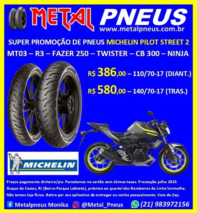 Pneus Michelin MT03 R3 Fazer 250 Twister CB 300 Ninja - Novos Com Garantia