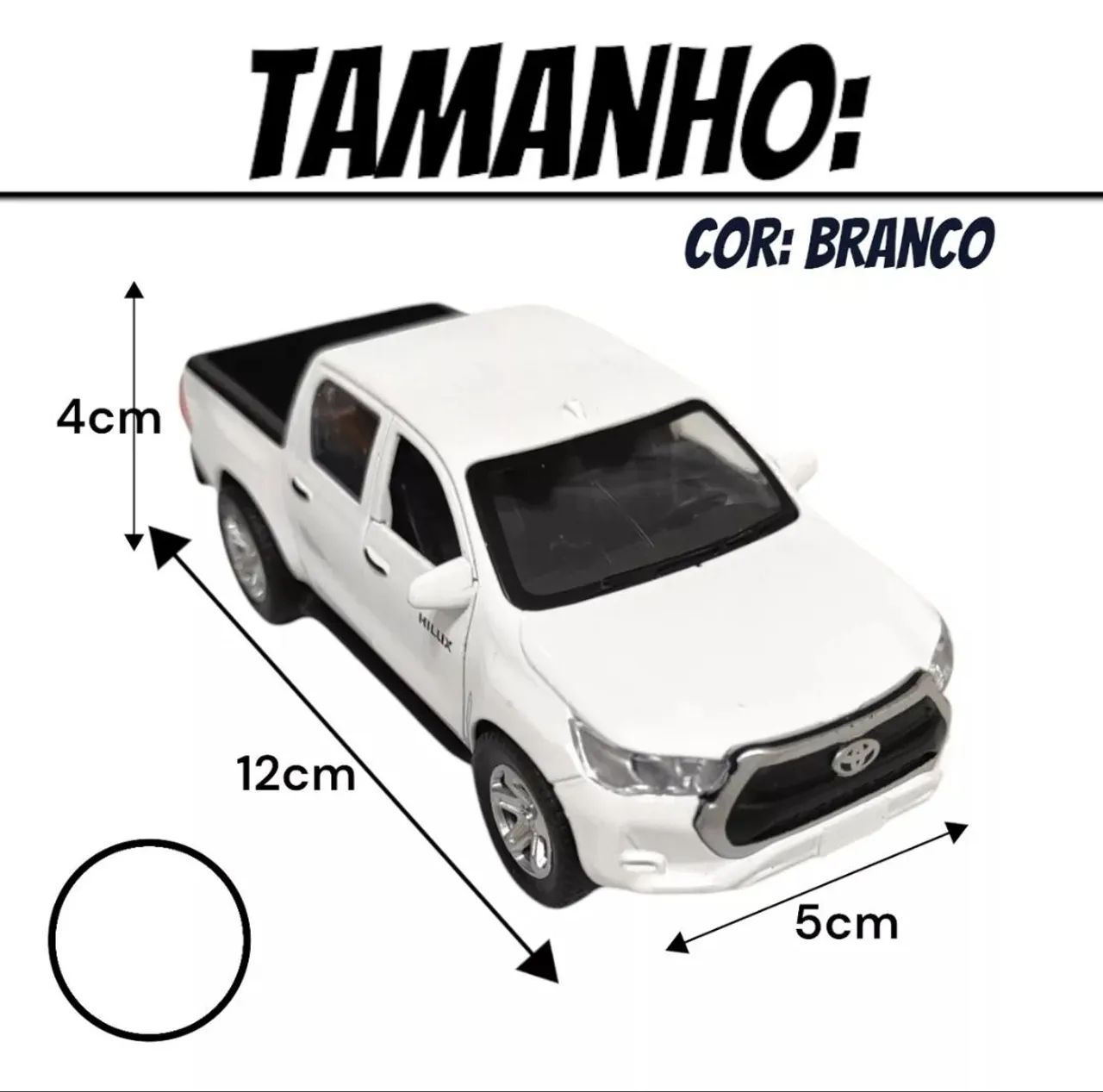 Miniatura Toyota Hilux 4x4 Branca (Novo modelo)