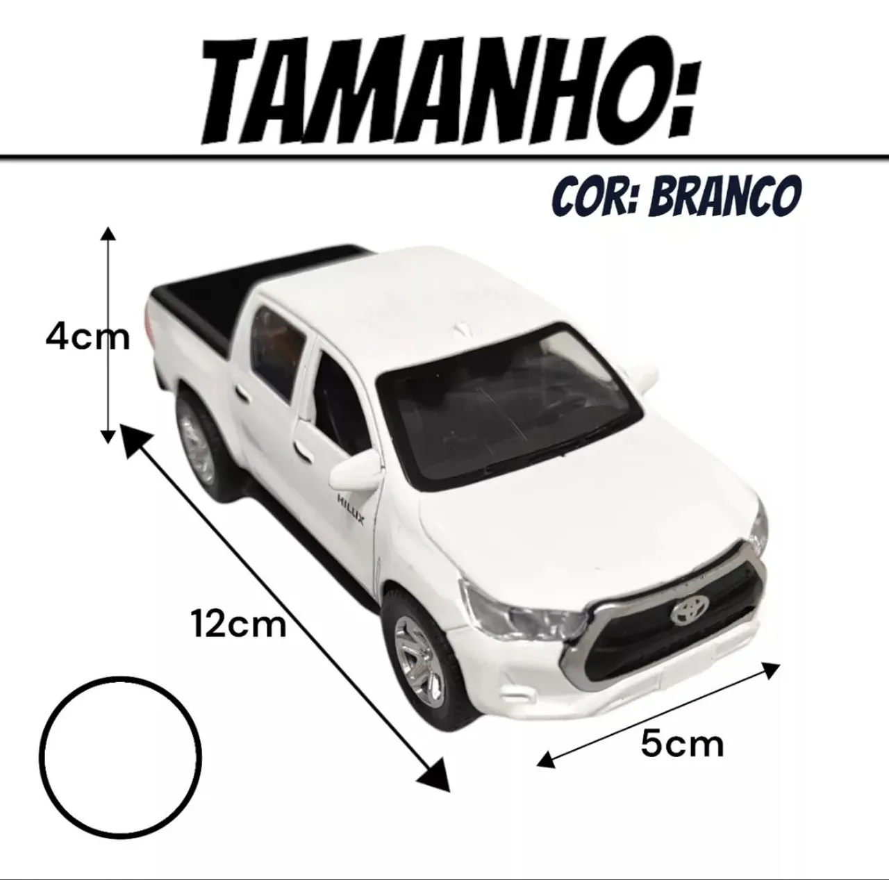 Miniatura Toyota Hilux 4x4 Branca (Novo modelo)