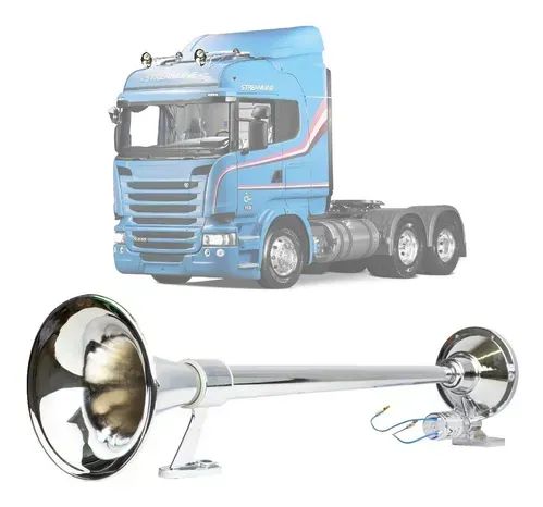 Buzina Metal Cromada Bi-volt 45cm Com Solenóide 