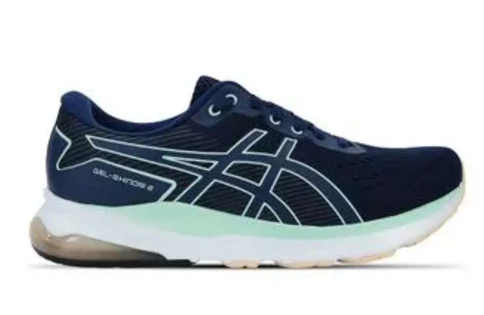 Tênis ASICS GEL-Shinobi 2 - Feminino - Azul marinho com verde e laranja - Original